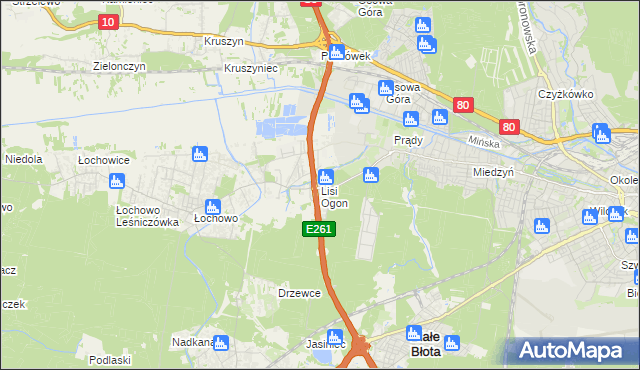 mapa Lisi Ogon gmina Białe Błota, Lisi Ogon gmina Białe Błota na mapie Targeo