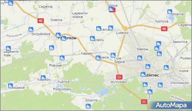 mapa Lisowice gmina Pawonków, Lisowice gmina Pawonków na mapie Targeo