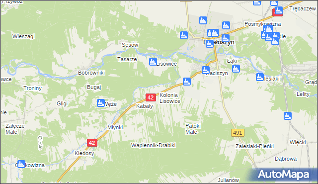 mapa Lisowice-Kolonia, Lisowice-Kolonia na mapie Targeo
