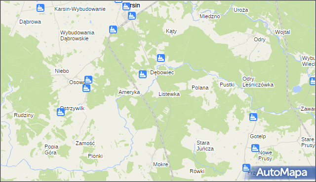 mapa Listewka, Listewka na mapie Targeo