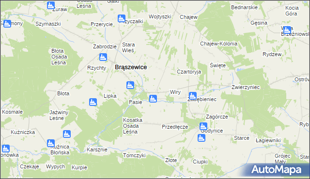 mapa Lisy gmina Brąszewice, Lisy gmina Brąszewice na mapie Targeo