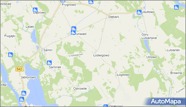 mapa Łodwigowo, Łodwigowo na mapie Targeo