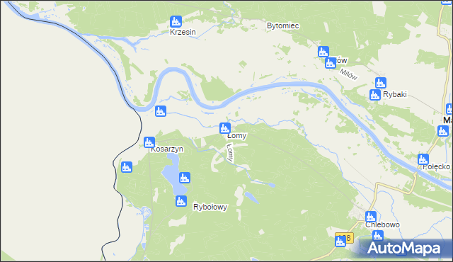 mapa Łomy gmina Gubin, Łomy gmina Gubin na mapie Targeo