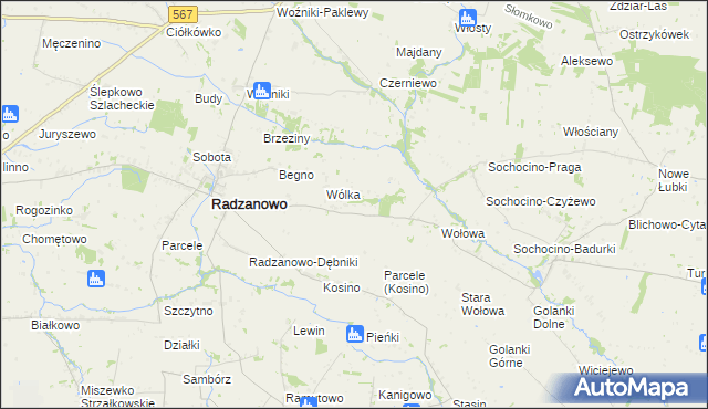 mapa Łoniewo gmina Radzanowo, Łoniewo gmina Radzanowo na mapie Targeo
