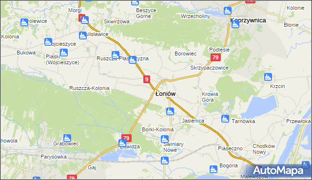 mapa Łoniów-Kolonia, Łoniów-Kolonia na mapie Targeo