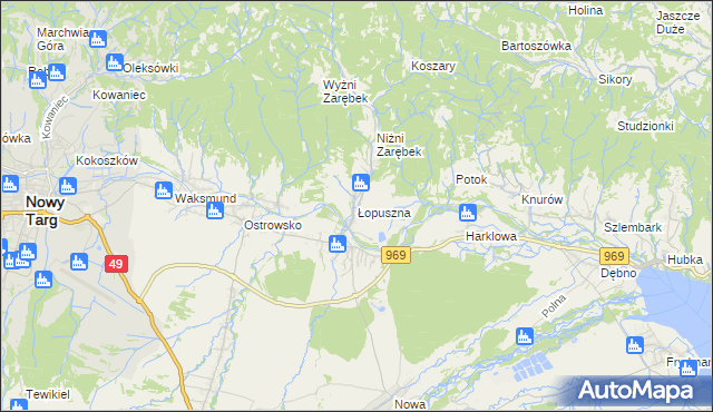 mapa Łopuszna, Łopuszna na mapie Targeo