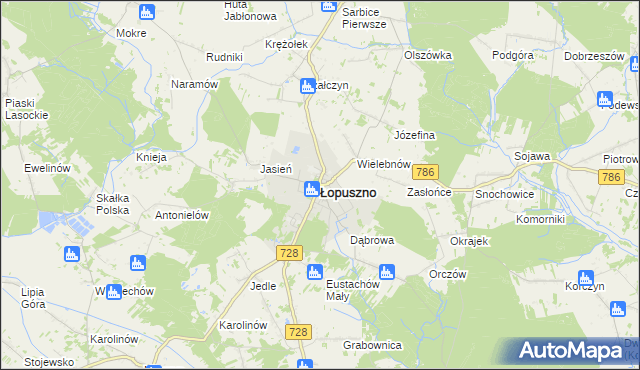 mapa Łopuszno, Łopuszno na mapie Targeo