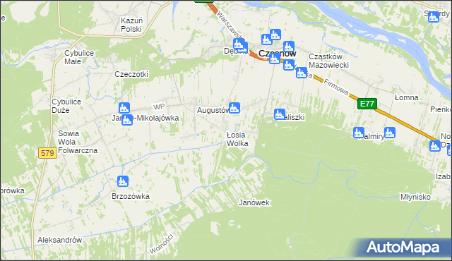 mapa Łosia Wólka, Łosia Wólka na mapie Targeo