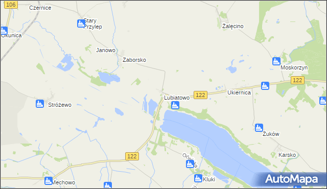 mapa Lubiatowo gmina Przelewice, Lubiatowo gmina Przelewice na mapie Targeo