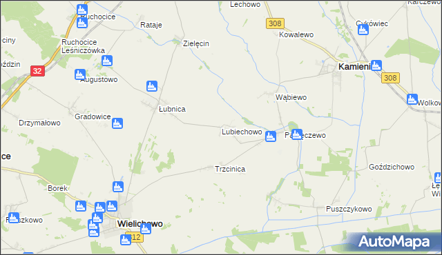 mapa Lubiechowo gmina Kamieniec, Lubiechowo gmina Kamieniec na mapie Targeo