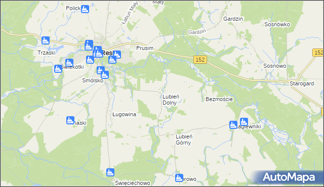 mapa Lubień Dolny, Lubień Dolny na mapie Targeo