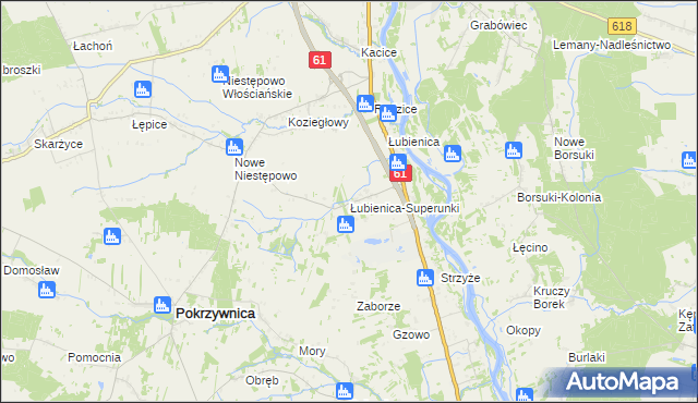 mapa Łubienica-Superunki, Łubienica-Superunki na mapie Targeo