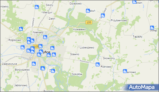 mapa Lubieszewo gmina Gryfice, Lubieszewo gmina Gryfice na mapie Targeo
