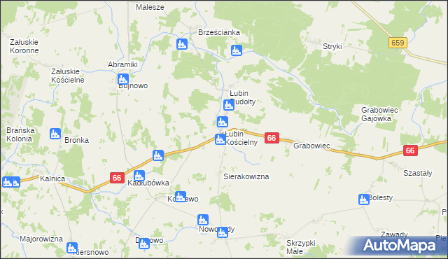 mapa Łubin Kościelny, Łubin Kościelny na mapie Targeo