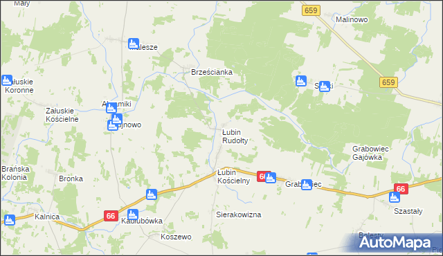 mapa Łubin Rudołty, Łubin Rudołty na mapie Targeo