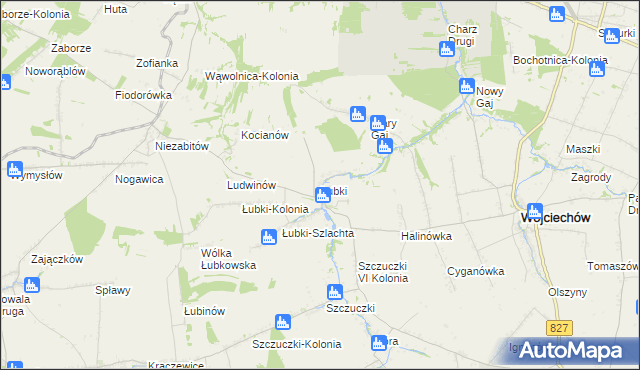 mapa Łubki gmina Wojciechów, Łubki gmina Wojciechów na mapie Targeo