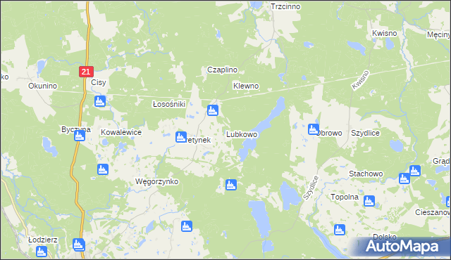 mapa Lubkowo gmina Miastko, Lubkowo gmina Miastko na mapie Targeo