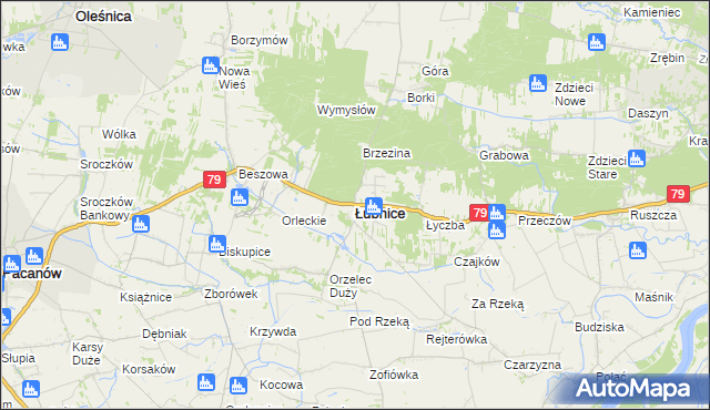 mapa Łubnice powiat staszowski, Łubnice powiat staszowski na mapie Targeo