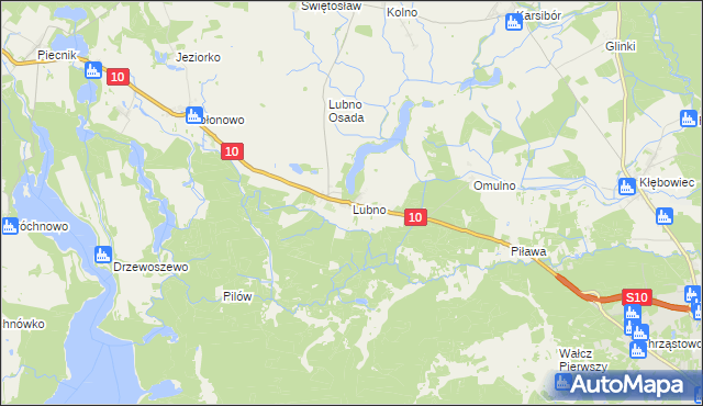 mapa Lubno gmina Wałcz, Lubno gmina Wałcz na mapie Targeo