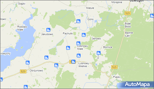 mapa Lubnowy Małe, Lubnowy Małe na mapie Targeo