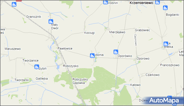mapa Lubonia gmina Krzemieniewo, Lubonia gmina Krzemieniewo na mapie Targeo