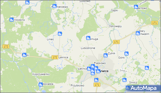 mapa Lubostronie, Lubostronie na mapie Targeo