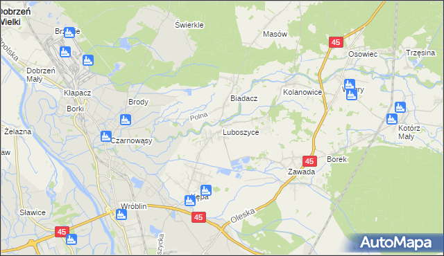 mapa Luboszyce gmina Łubniany, Luboszyce gmina Łubniany na mapie Targeo