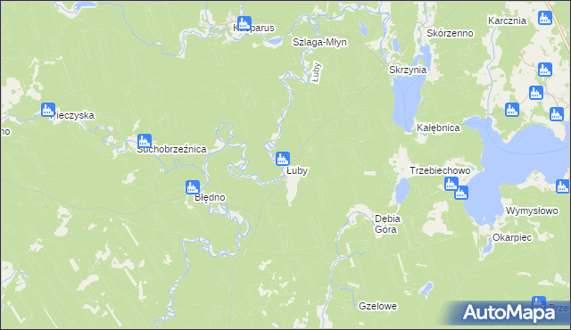 mapa Łuby gmina Osiek, Łuby gmina Osiek na mapie Targeo