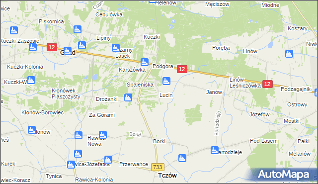 mapa Lucin gmina Tczów, Lucin gmina Tczów na mapie Targeo