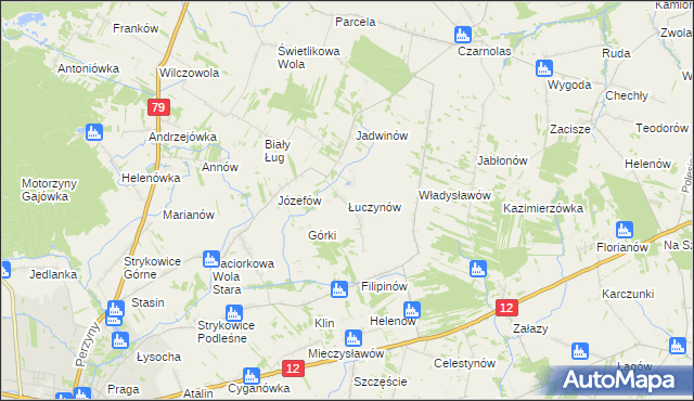 mapa Łuczynów gmina Policzna, Łuczynów gmina Policzna na mapie Targeo