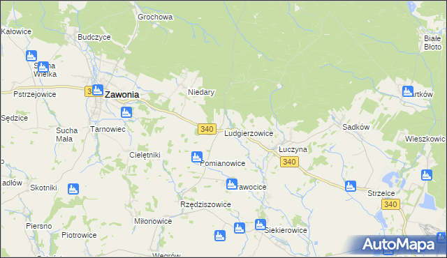 mapa Ludgierzowice, Ludgierzowice na mapie Targeo