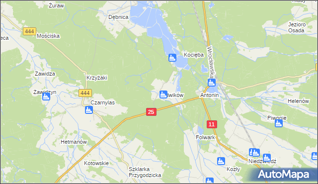 mapa Ludwików gmina Przygodzice, Ludwików gmina Przygodzice na mapie Targeo