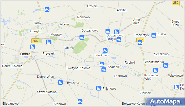 mapa Ludwikowo gmina Dobre, Ludwikowo gmina Dobre na mapie Targeo