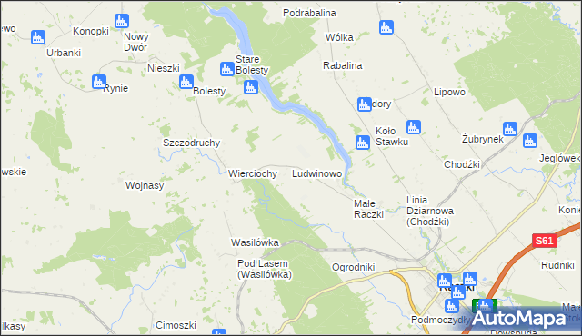 mapa Ludwinowo gmina Raczki, Ludwinowo gmina Raczki na mapie Targeo