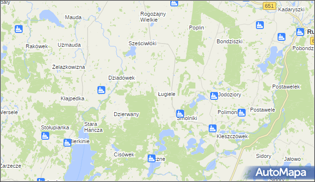 mapa Ługiele, Ługiele na mapie Targeo