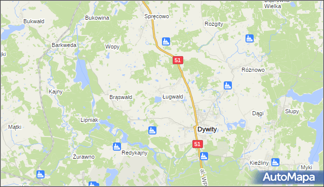 mapa Ługwałd, Ługwałd na mapie Targeo