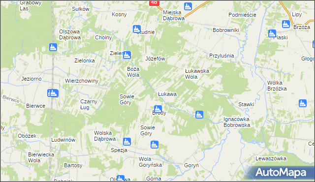 mapa Łukawa gmina Głowaczów, Łukawa gmina Głowaczów na mapie Targeo