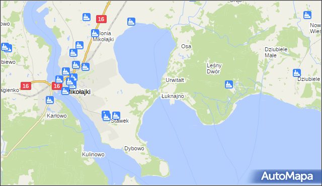 mapa Łuknajno, Łuknajno na mapie Targeo