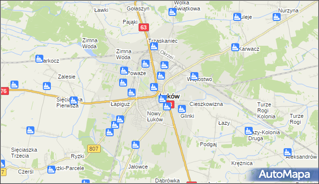 mapa Łuków, Łuków na mapie Targeo