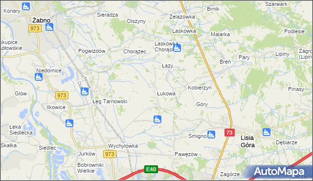 mapa Łukowa gmina Lisia Góra, Łukowa gmina Lisia Góra na mapie Targeo