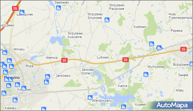 mapa Lulkowo gmina Gniezno, Lulkowo gmina Gniezno na mapie Targeo