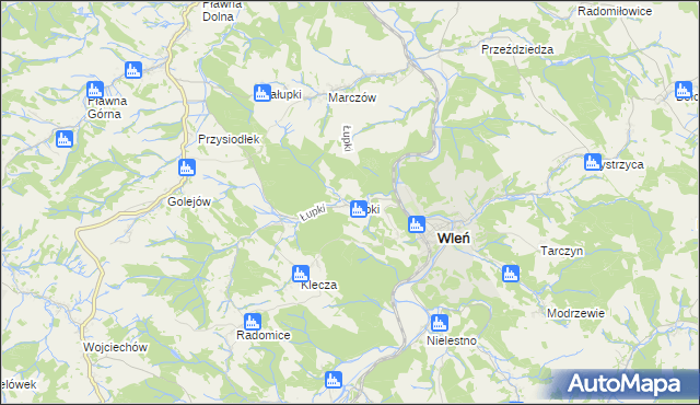 mapa Łupki gmina Wleń, Łupki gmina Wleń na mapie Targeo