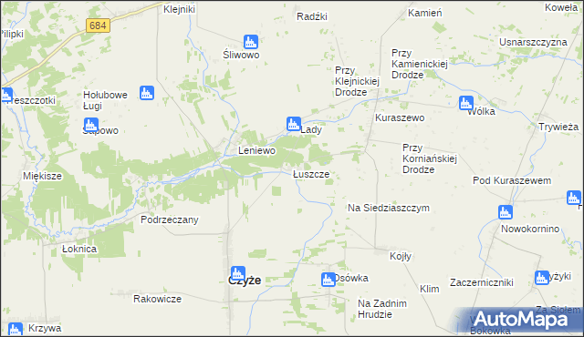 mapa Łuszcze, Łuszcze na mapie Targeo