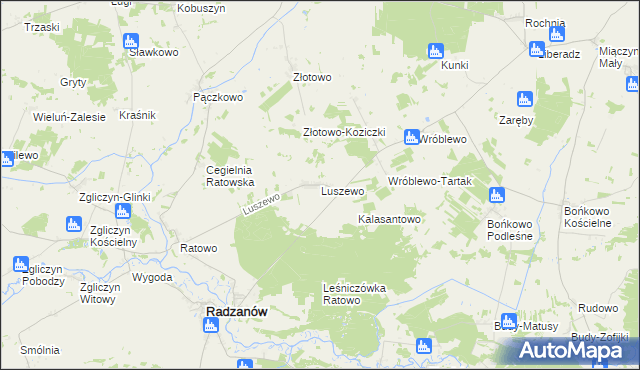 mapa Luszewo gmina Radzanów, Luszewo gmina Radzanów na mapie Targeo