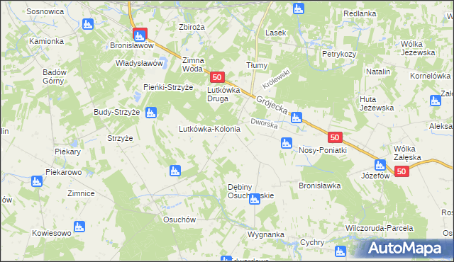 mapa Lutkówka gmina Mszczonów, Lutkówka gmina Mszczonów na mapie Targeo