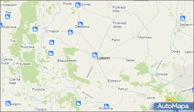 mapa Lutocin, Lutocin na mapie Targeo