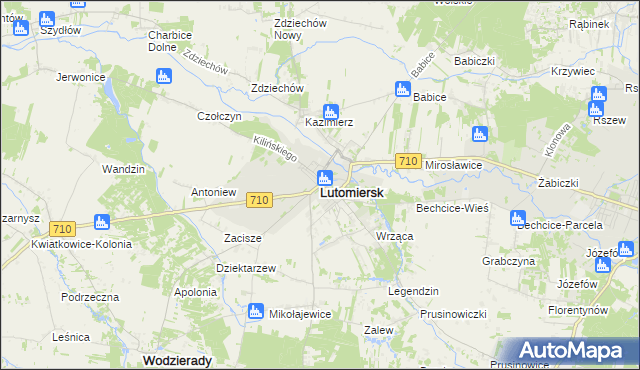 mapa Lutomiersk, Lutomiersk na mapie Targeo