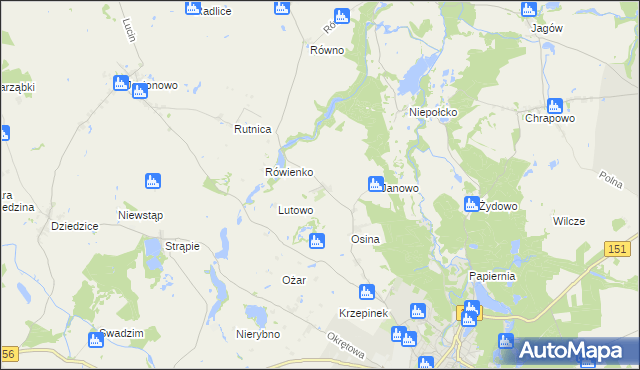 mapa Lutówko gmina Barlinek, Lutówko gmina Barlinek na mapie Targeo