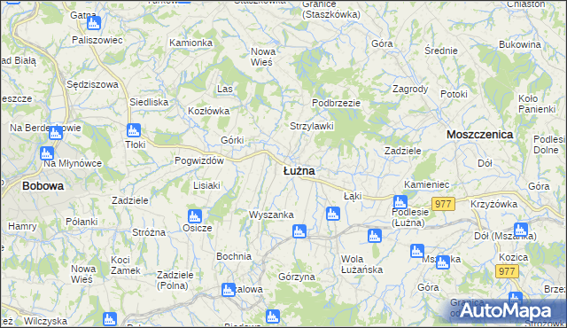 mapa Łużna, Łużna na mapie Targeo