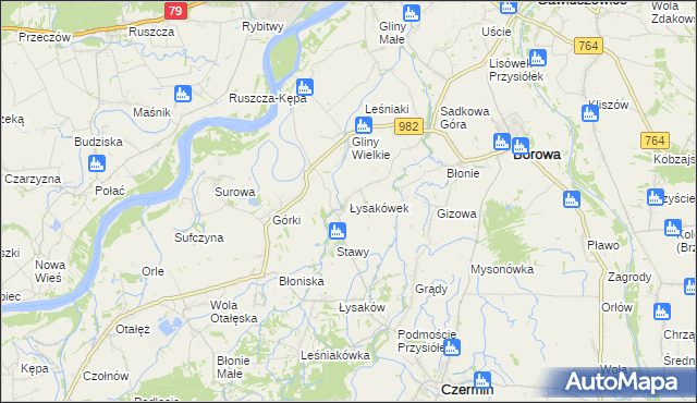 mapa Łysakówek, Łysakówek na mapie Targeo